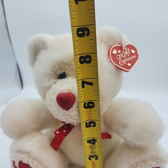 Valentine Teddy Bear Stuffed Animal Plush White Hearts Loft‎ Expressions - Picture 4 of 4